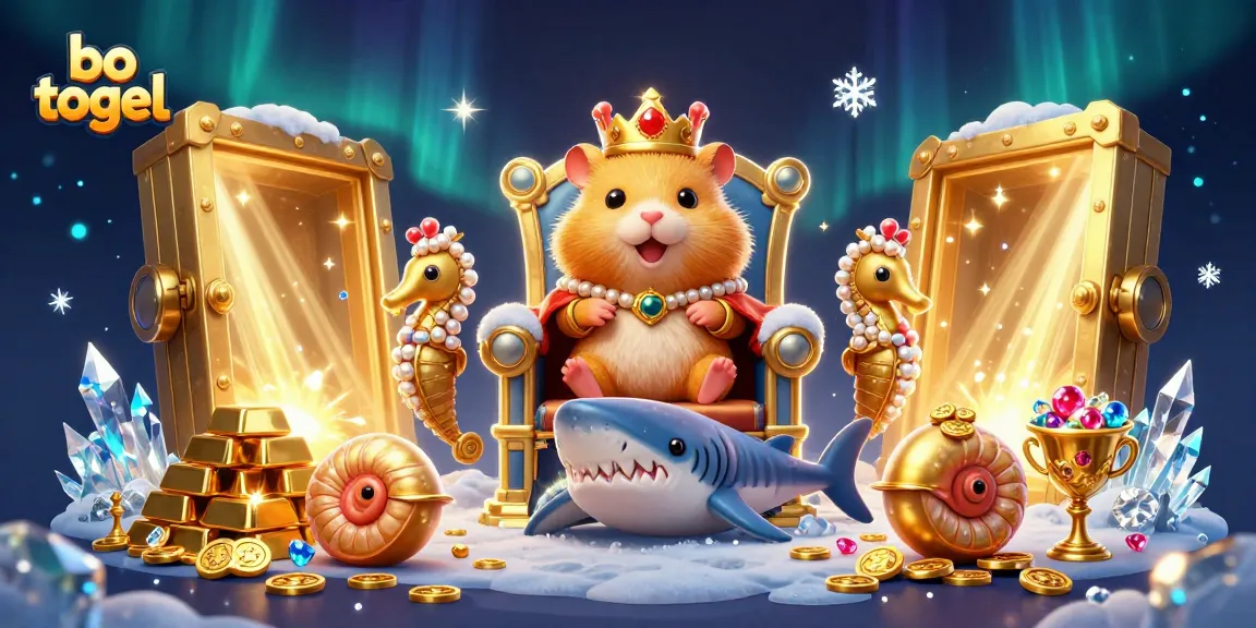 Experience the thrill of bo togel with a golden hamster king among treasure and gaming riches.