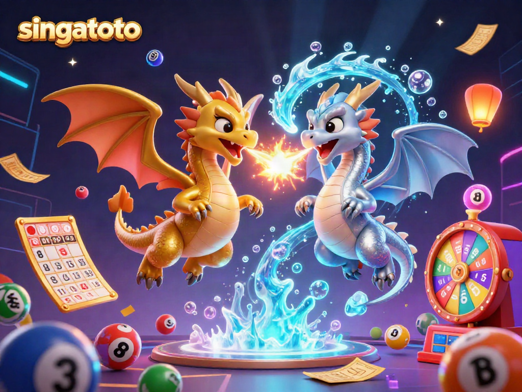 Engage in lottery excitement with Singatoto's golden ticket dragons and vibrant game symbols.