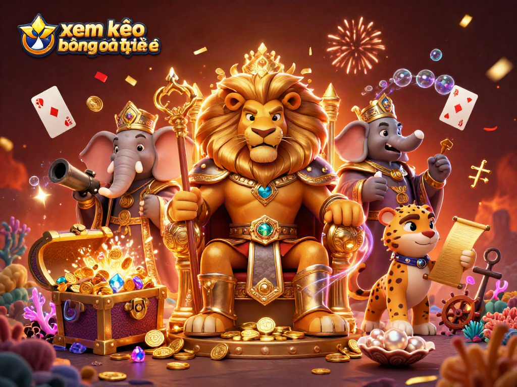 Xem kèo bóng đá trực tuyến với hình ảnh rực rỡ từ các nhân vật và kho báu trong không gian casino thú vị