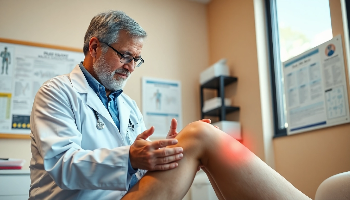 Applying DMSO for joint pain treatment in a healthcare setting, showcasing expert care.