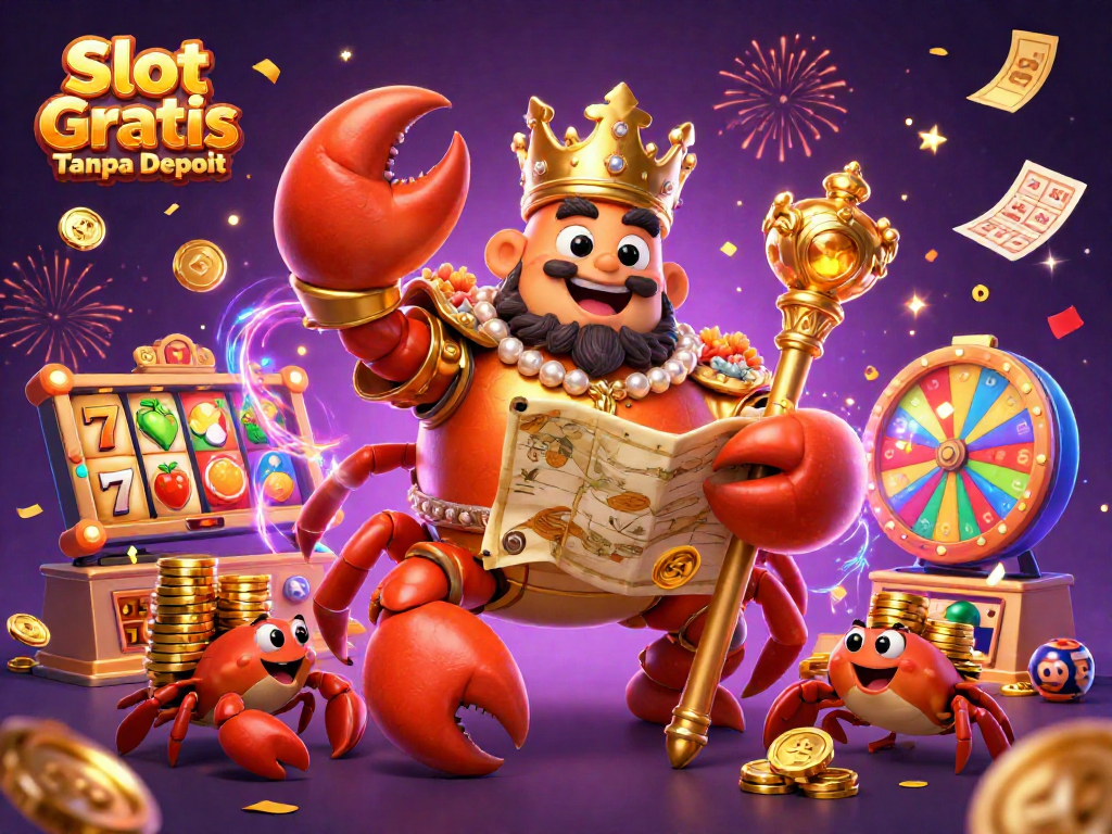 Play Slot Gratis Tanpa Deposit with exciting 3D casino elements in a rich festive scene.