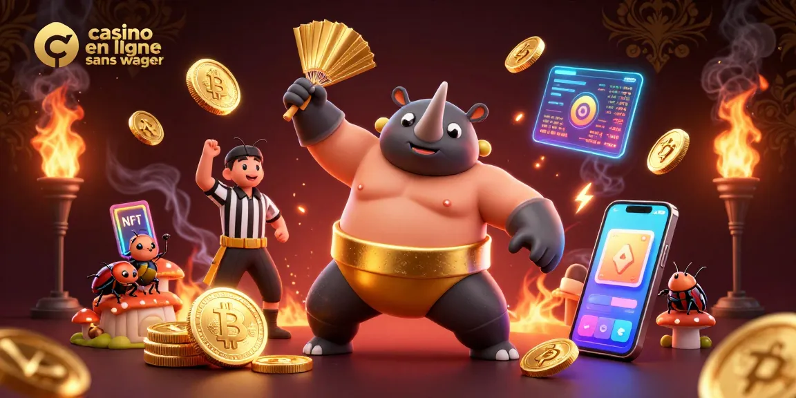 Gagnez avec le casino en ligne sans wager grâce à une scène dynamique de personnages colorés et d'éléments de jeux.