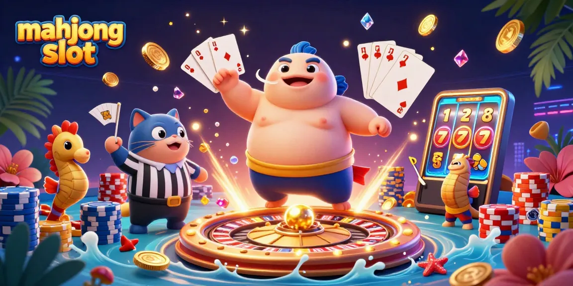 Engage with the mahjong slot adventure featuring a dynamic underwater casino scene with vibrant characters.