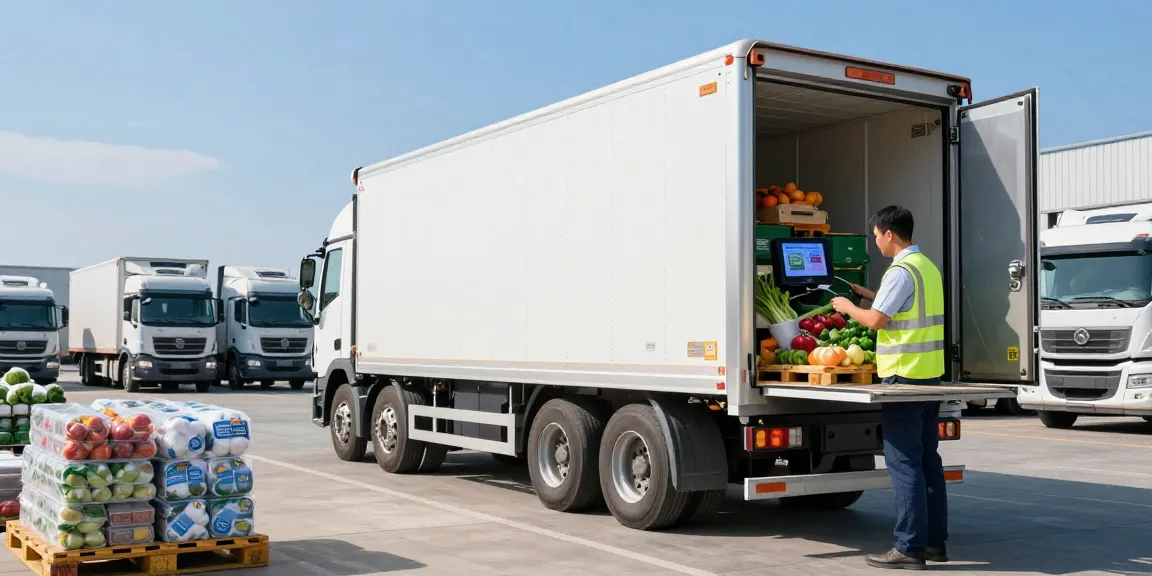 Ocargo Kühltransporte von Dortmund: Moderne Kühltransporter laden frische Produkte und gefrorene Waren.