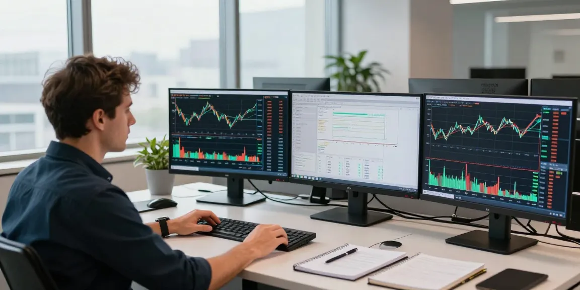 TradingView官网专业交易者在多显示器工作区分析金融市场数据