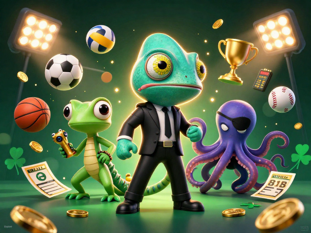 Engage with togelon bets featuring a secret agent chameleon, gecko, and octopus in action.