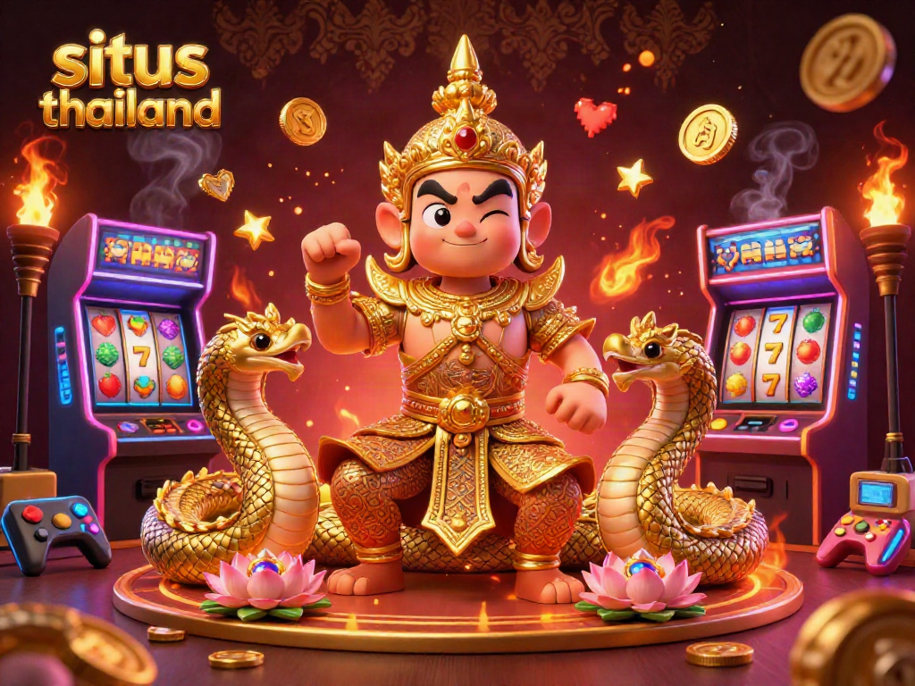Experience the thrill at situs thailand with a colorful and engaging 3D casino illustration showcasing exciting gaming elements and characters.