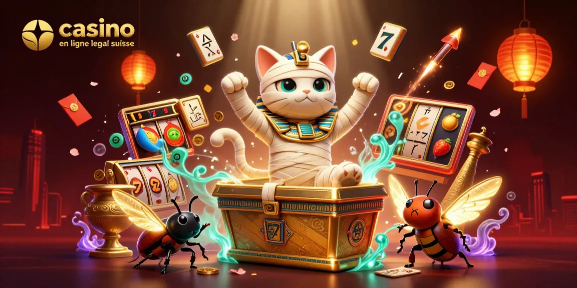 Jouer à un casino en ligne légal suisse avec un chat momie égyptien et des éléments de jackpot dynamiques.