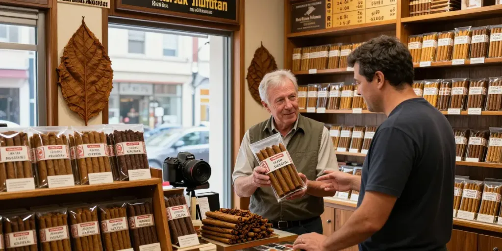 Discover budget cigarette and top smokes Australia in a welcoming tobacco shop showcasing premium loose rolling tobacco.
