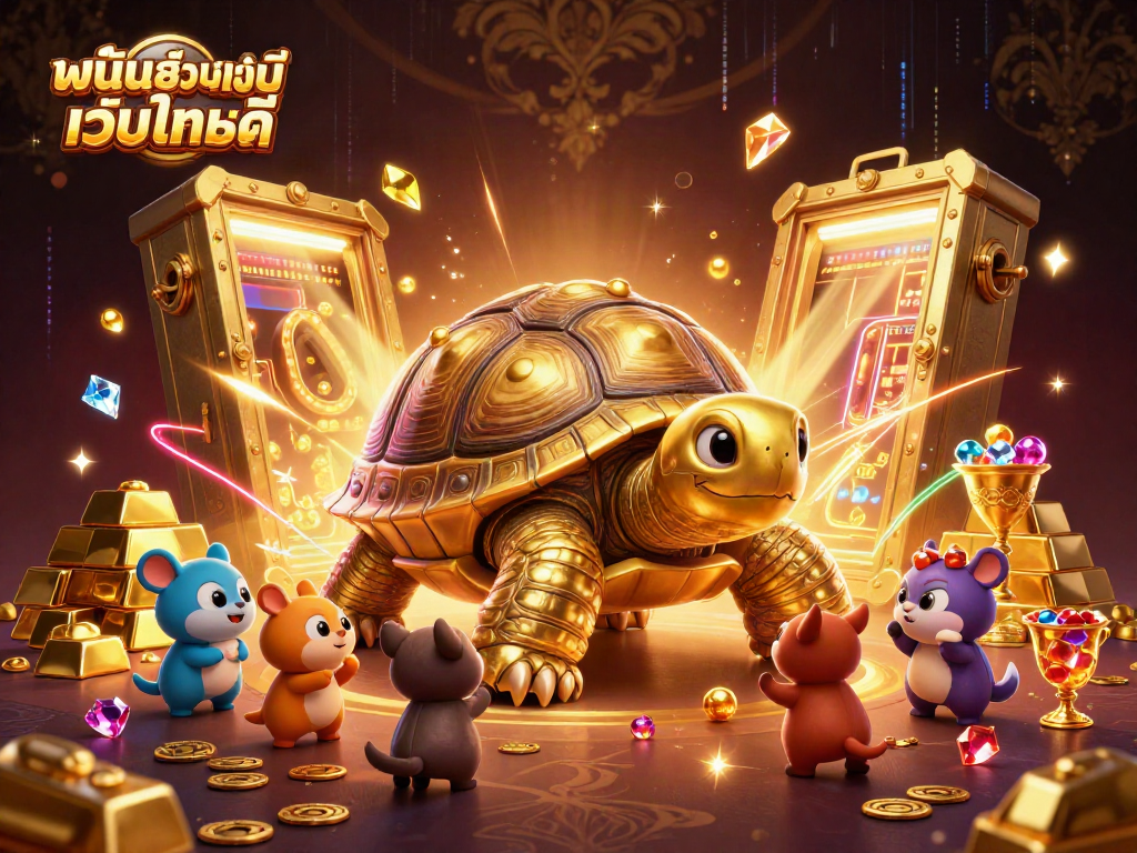 เล่นพนันออนไลน์ เว็บไหนดี กับเต่าทองคำในคาสิโน 3D ที่เต็มไปด้วยแสงและสัญลักษณ์