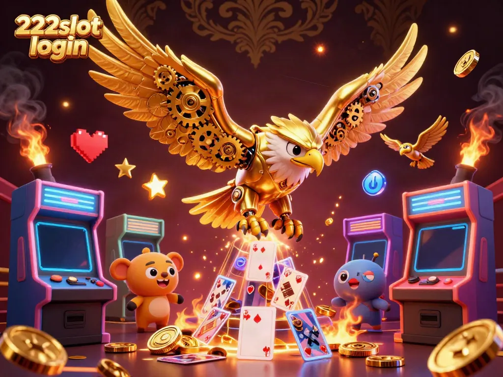 Menangkan permainan di 222slot login dengan aksi menggembirakan kartu holografik dan karakter emas.