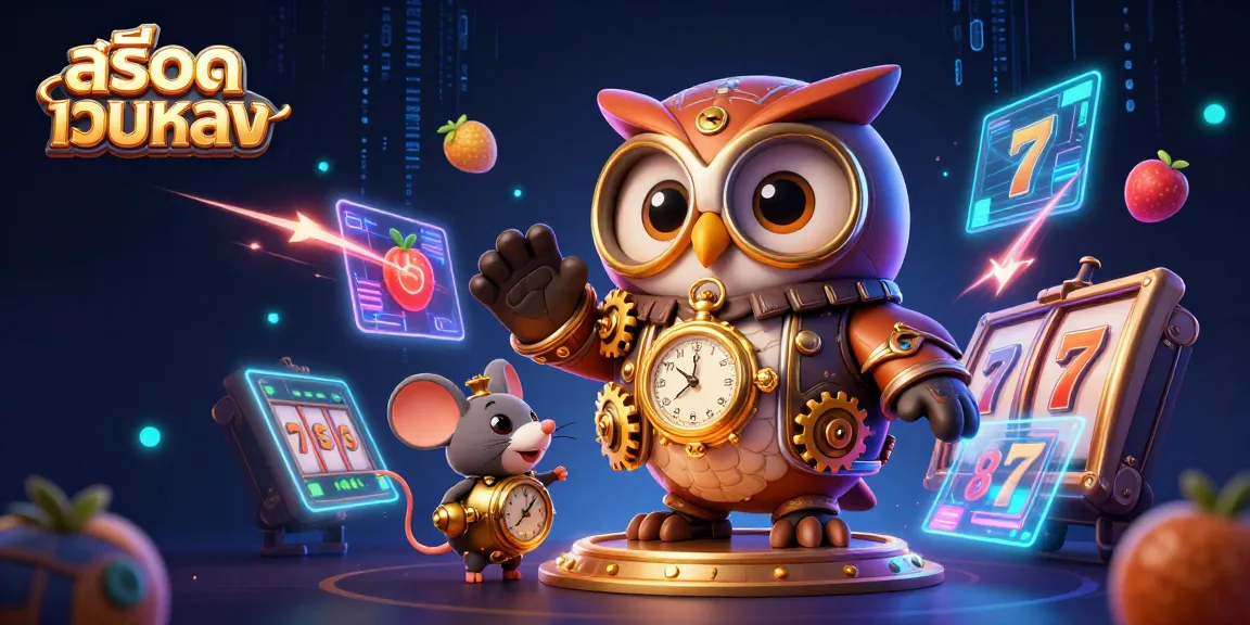 Experience the excitement of สล็อตเว็บตรง with a thrilling slot scene featuring a time-traveler owl.
