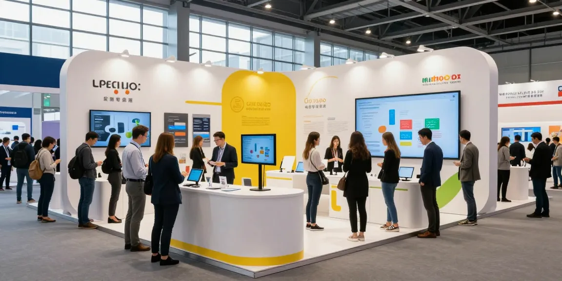 Custom Solutions Group team designing engaging exhibition stands at a vibrant event.