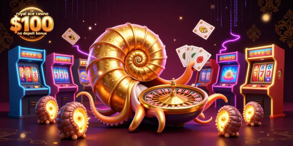 Spin and win at the royal ace casino $100 no deposit bonus scene filled with vibrant gaming interfaces.