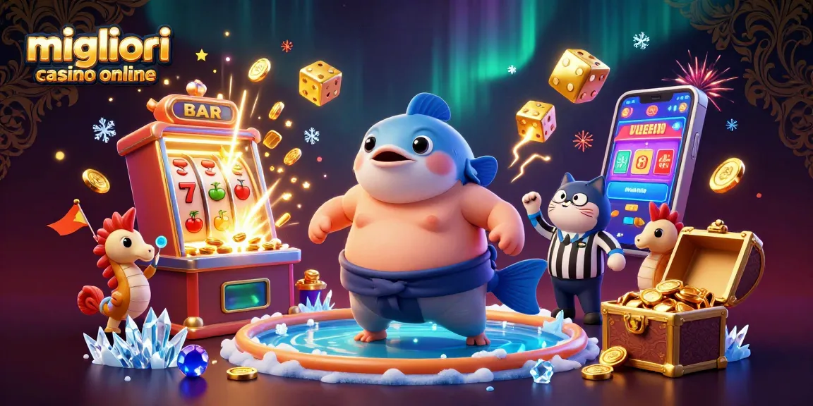 Scopri i migliori casino online con un'illustrazione 3D di un fugu in un ring sottomarino, riflettendo l'emozione del gioco.