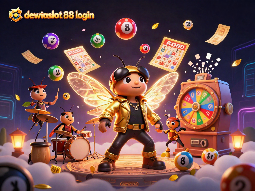 Masuki keseruan dewataslot888 login dengan karakter kartun unik dan elemen permainan yang dinamis.
